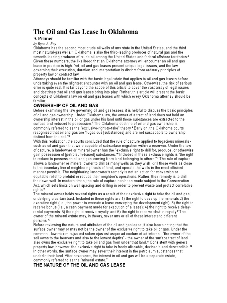 What Is An Oil And Gas Lease