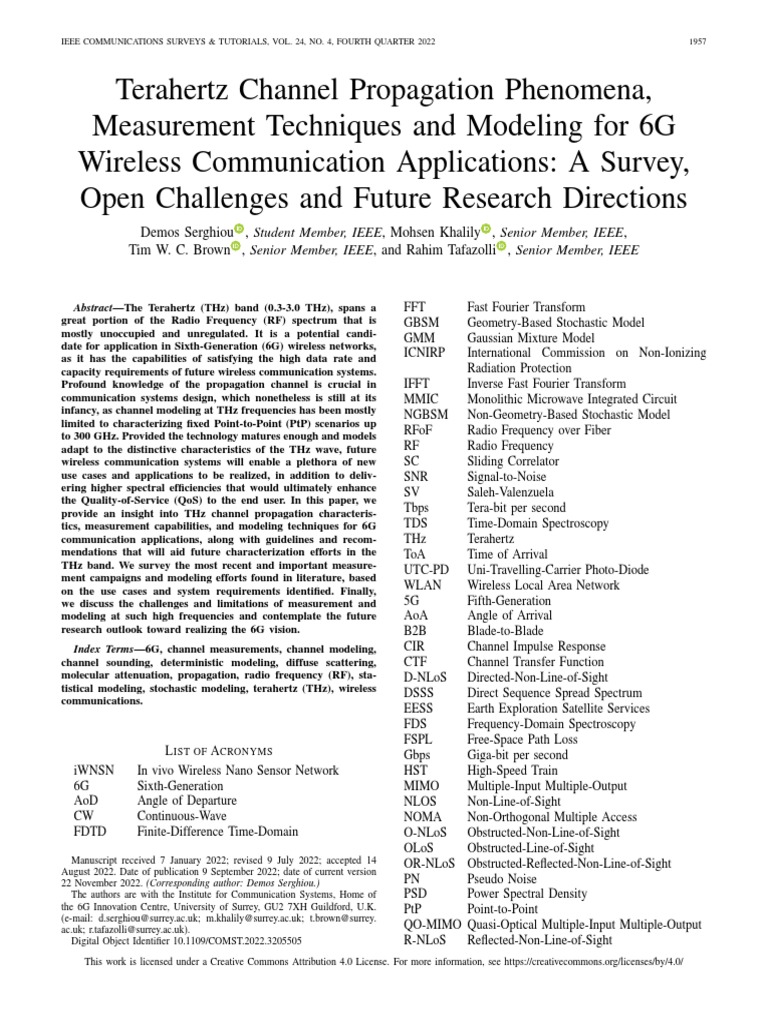Terahertz Channel Modeling for 6G | PDF | Radio | Wireless