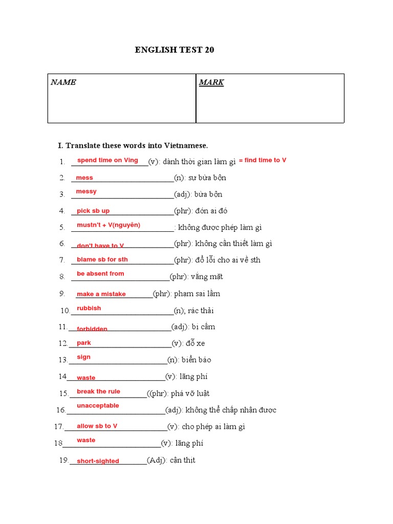 English Test 20 | PDF | Language Arts & Discipline