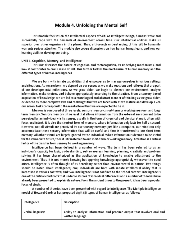 Module 4 | PDF | Intelligence | Self Efficacy