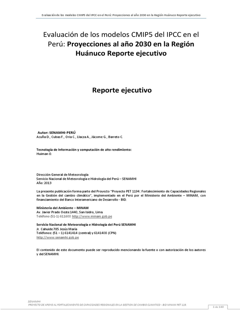 Proyecciones Climáticas 2030 Huánuco | PDF | Clima | Herida