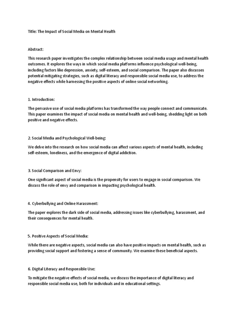 Social Media's Dual Impact on Mental Health | PDF | Social Media ...