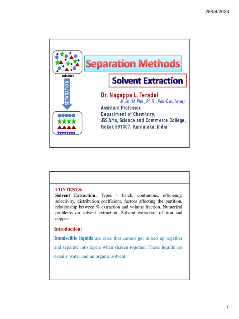 Unit-I - Solvent Extraction | PDF | Phase (Matter) | Water