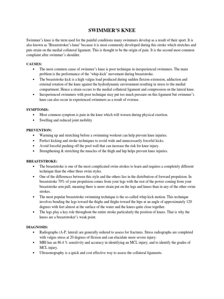 Swimmers Knee PDF