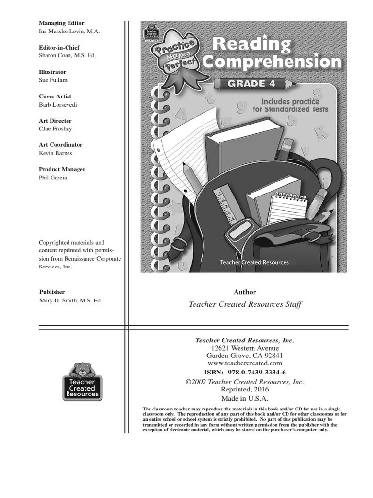 Reading comprehension grade 4 pdf