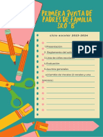 Documento A4 Lista de Compras de Papeleria Divertido Ilustrado Colorido Azul, Naranja y Rosa