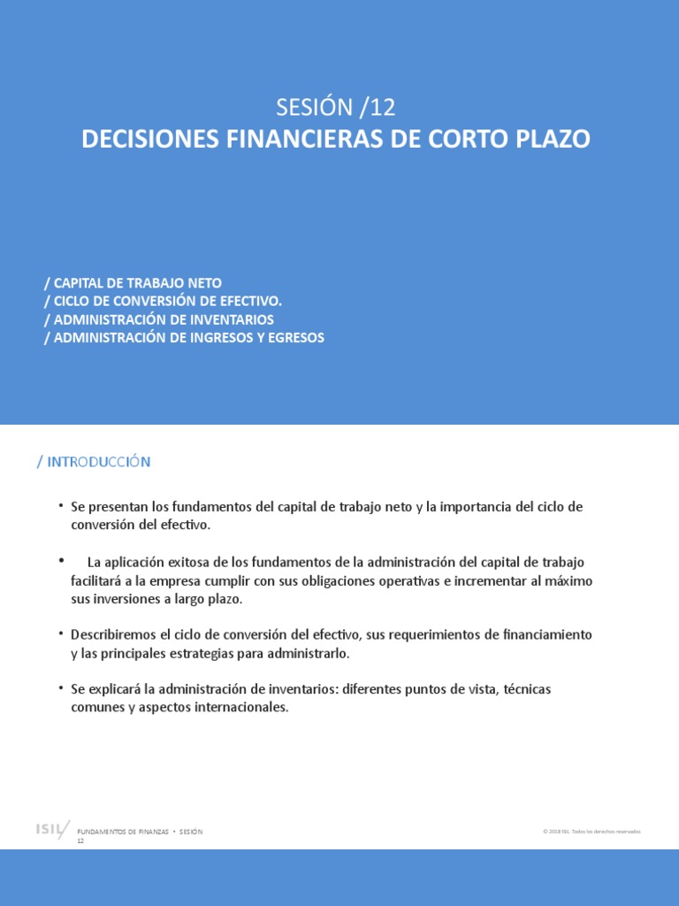 SESION 12 Decisiones Financieras de Corto Plazo | PDF | Inventario ...