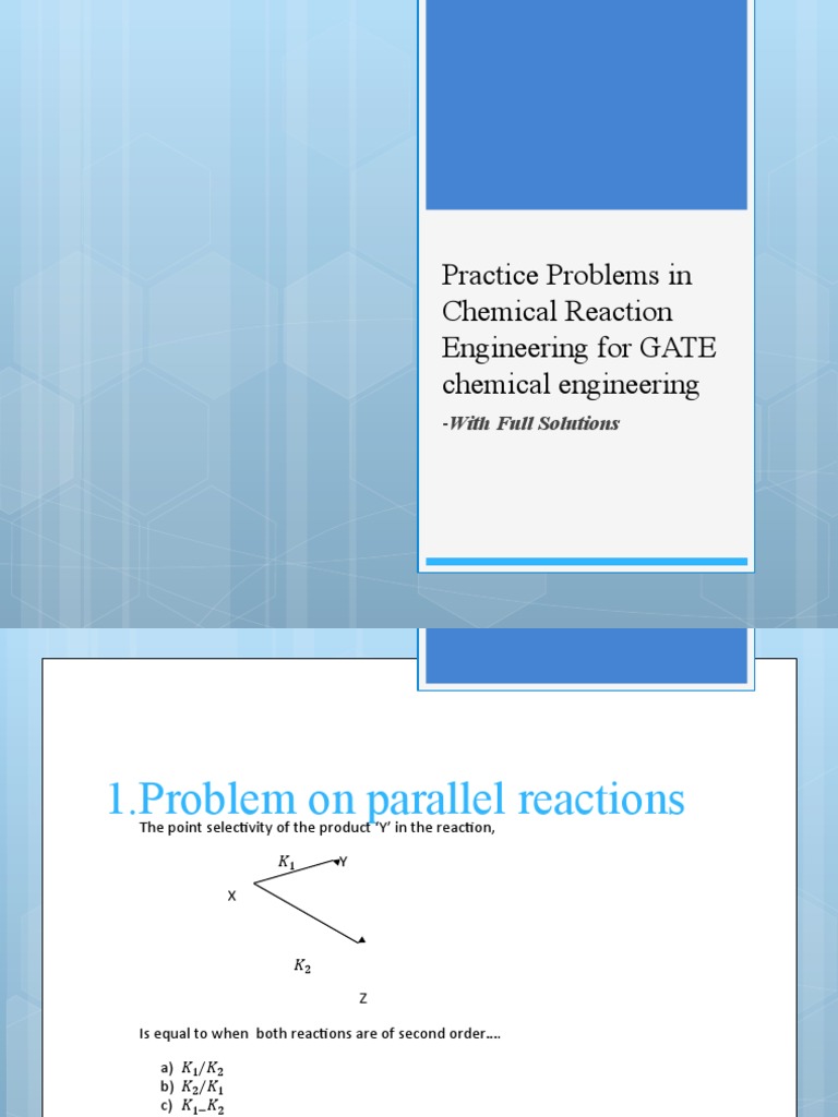 Practice problems in chemical reaction engineering for gate pdf