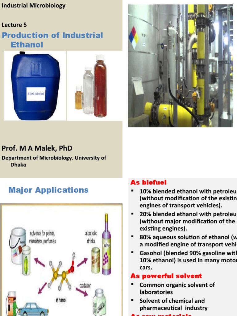 Industrial Ethanol Production Process | PDF | Ethanol | Yeast