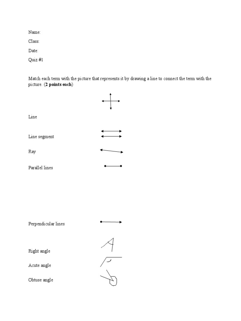 Quiz # 1 - Lines and Angles | PDF