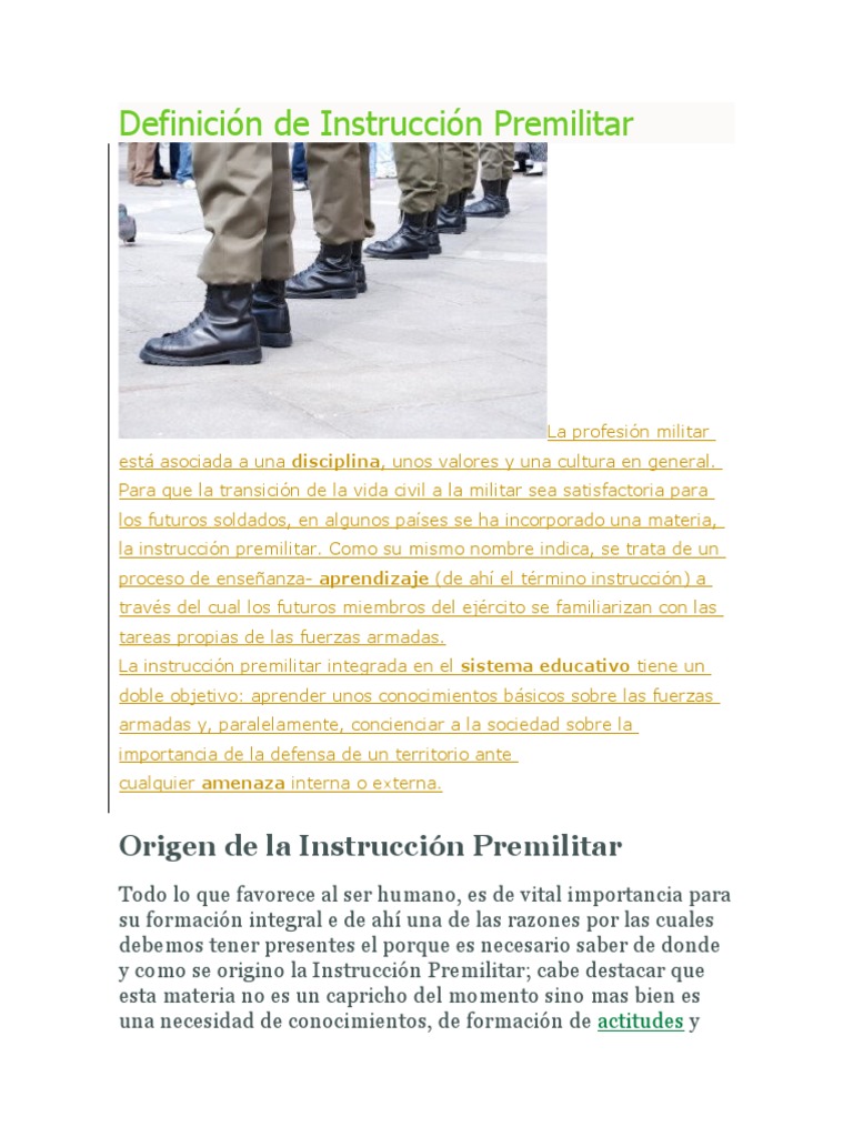 Definición y Evolución de la Instrucción Premilitar | PDF | Libertad ...