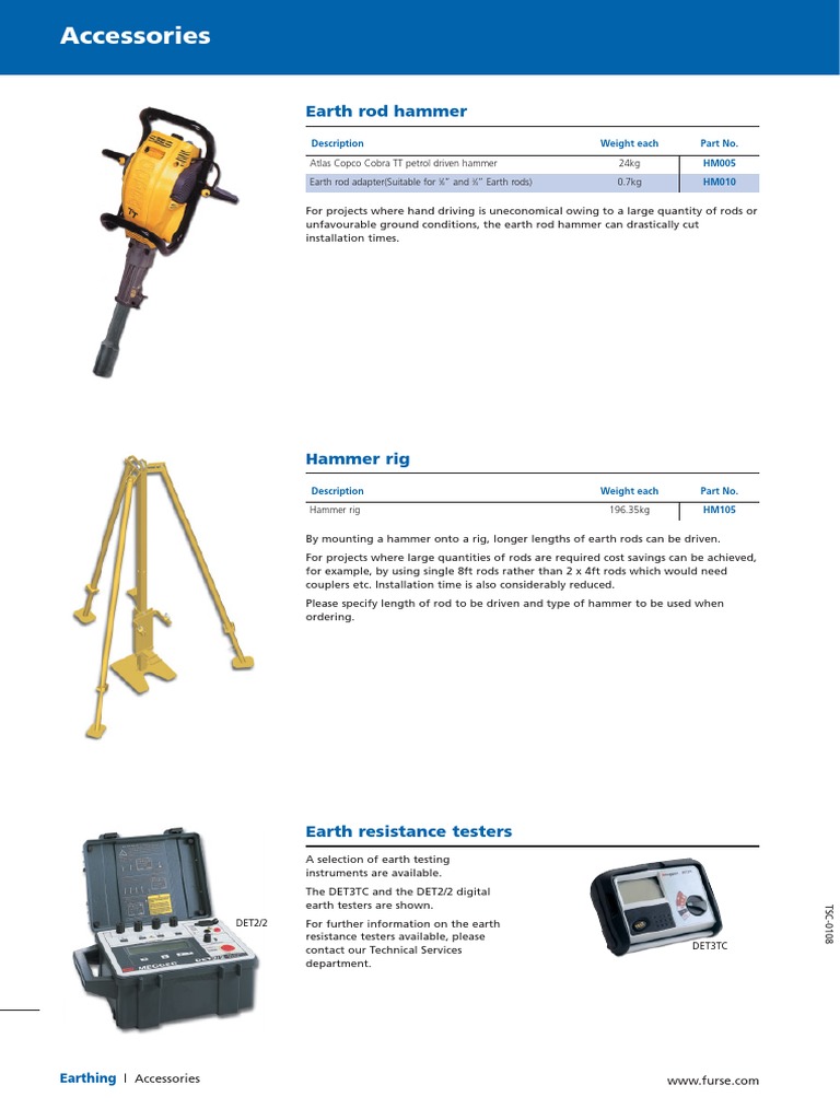 Earth Rod Installation Equipment Guide | PDF | Electricity | Equipment