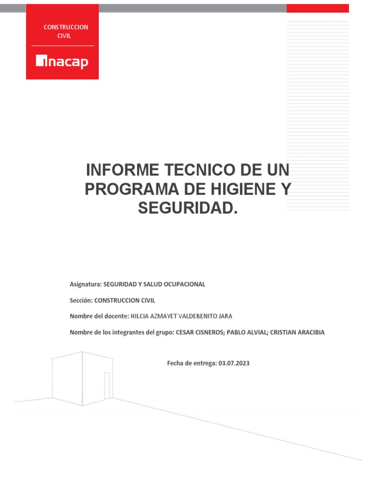 Informe Tecnico de Higiene y Seguridad Laboral | PDF | Seguridad y ...