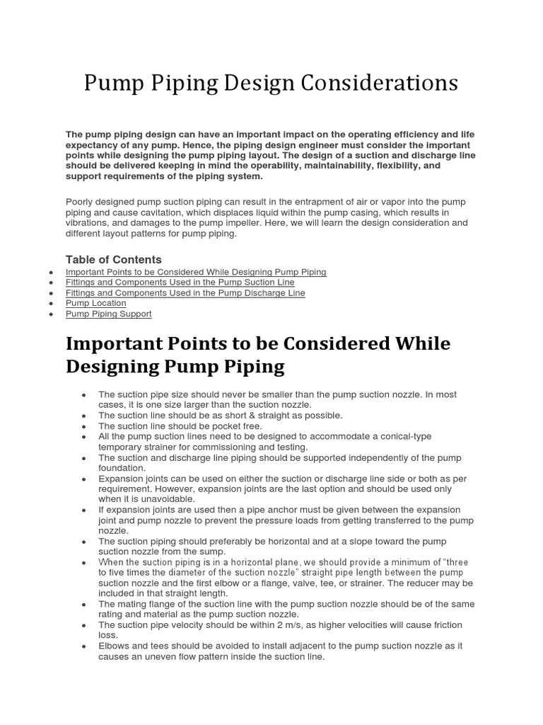 Pump Piping Design Guidelines | PDF | Pump | Valve