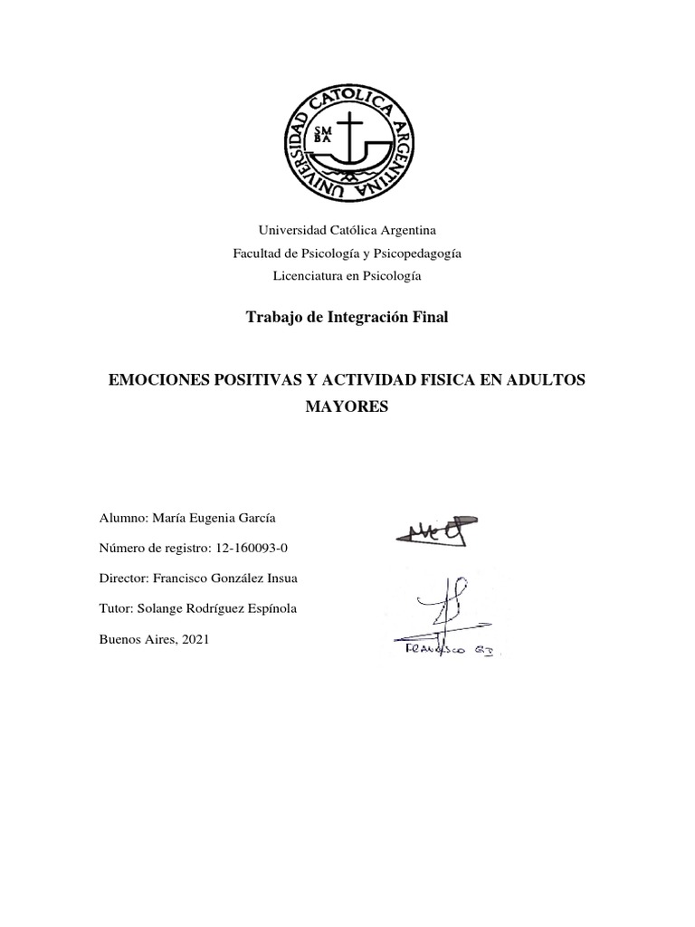 Emociones y Actividad Física en Mayores | PDF | Vejez | Adultos