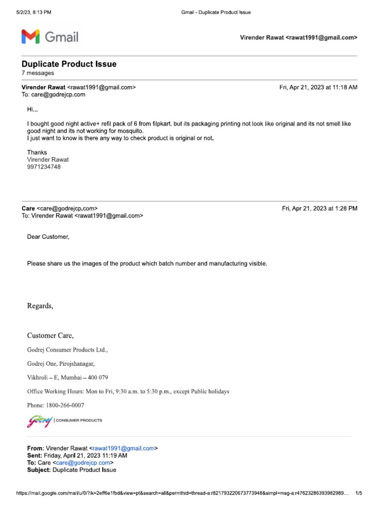 Godrej Complaint Format PDF