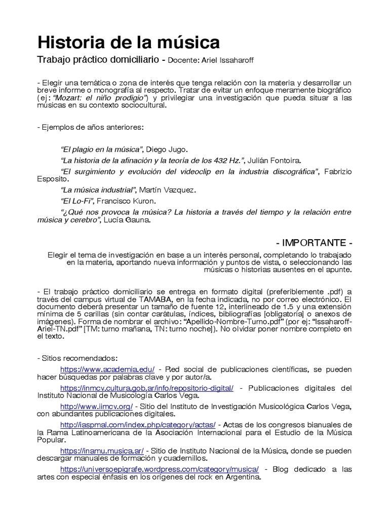 Tp historia de la musica | PDF