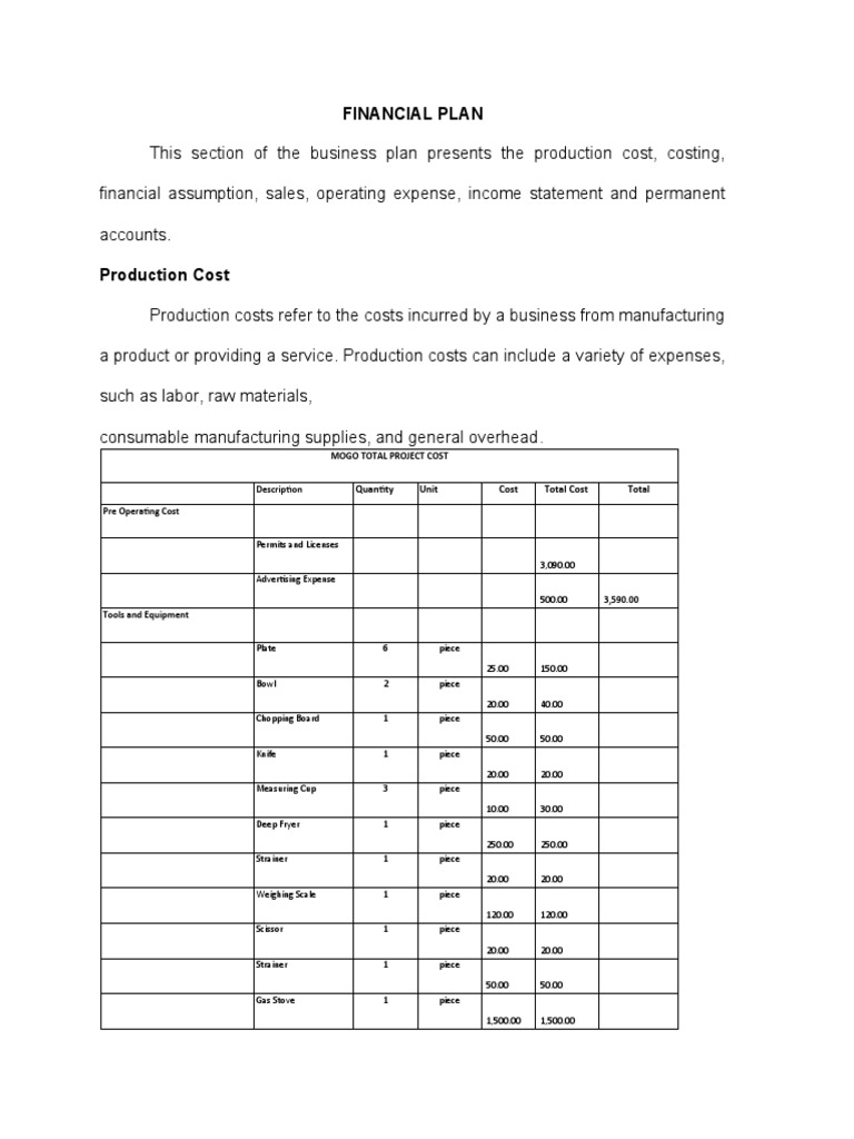 Financial Plan | PDF