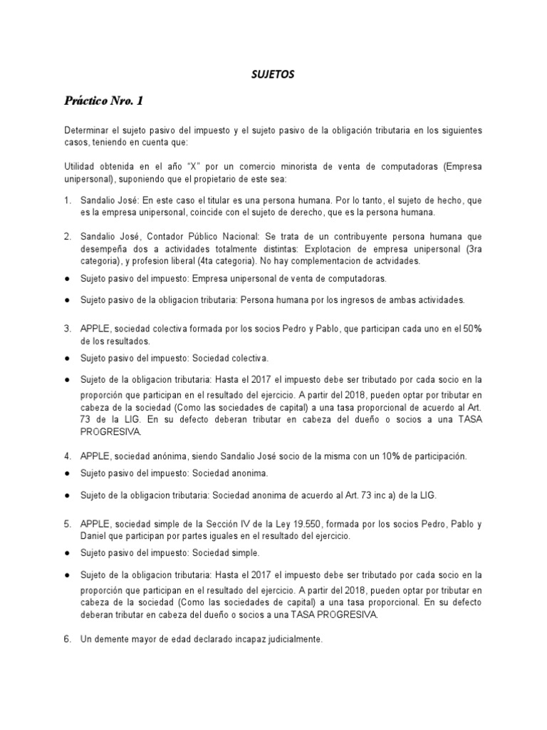 Sujetos Pasivos en Obligaciones Tributarias | PDF | Finanzas y dinero