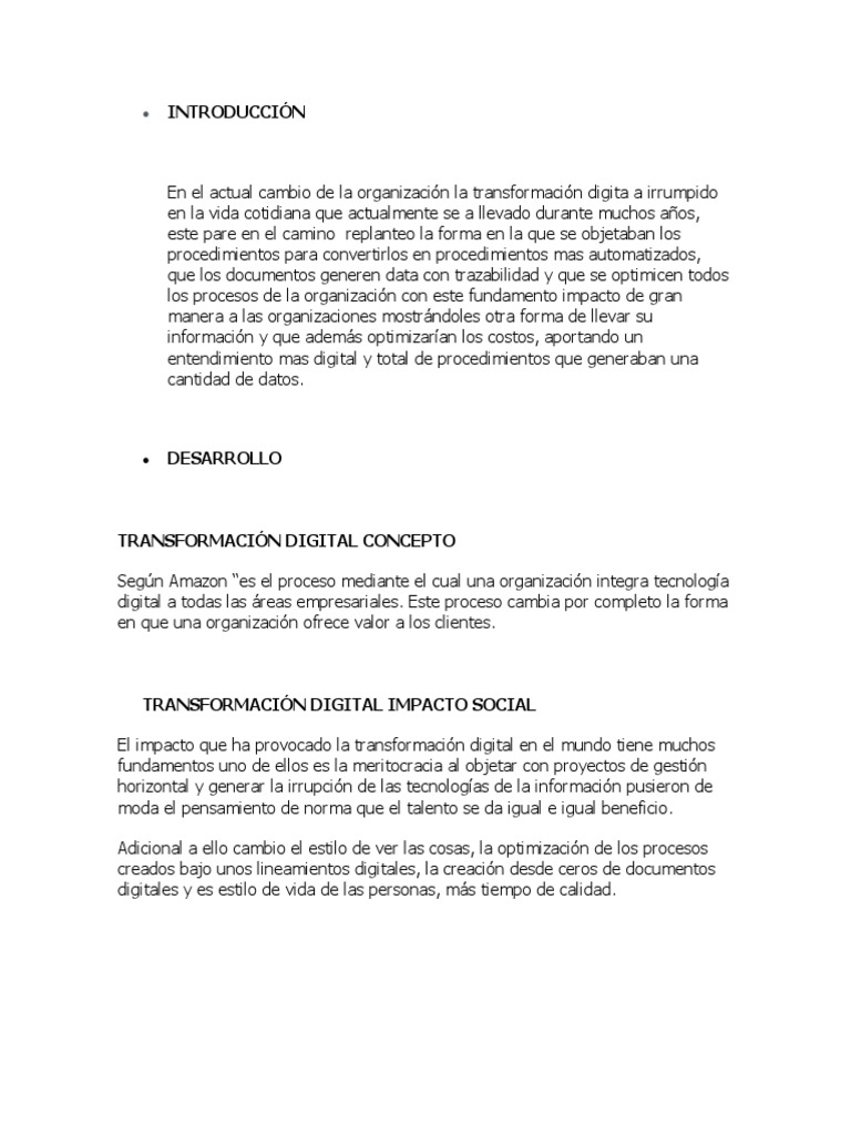 Impacto de la Transformación Digital | PDF | Business | Tecnología de ...