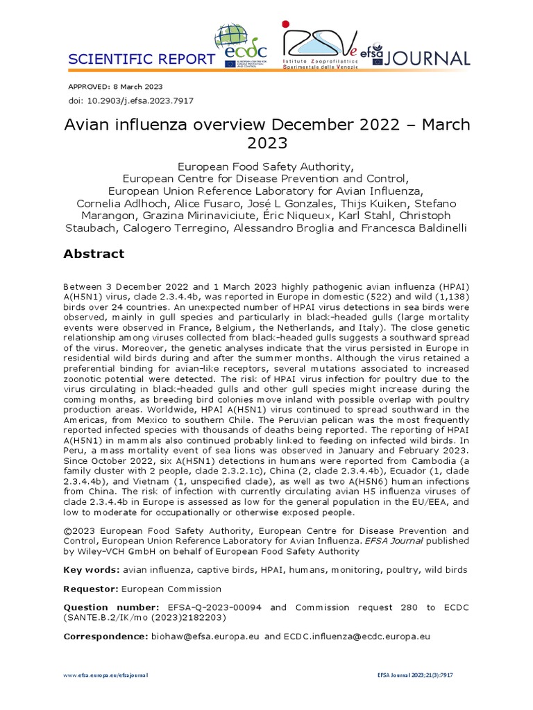 Avian Influenza Overview March 2023 | PDF