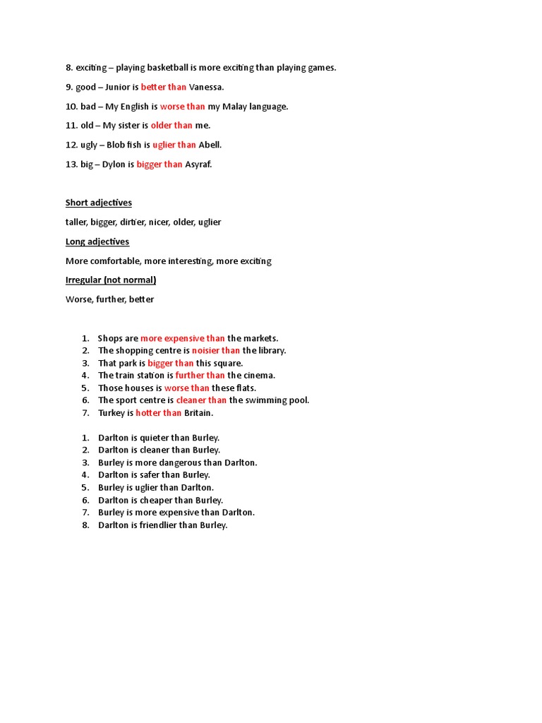 Comparative Adjectives Explained | PDF | Language Arts & Discipline
