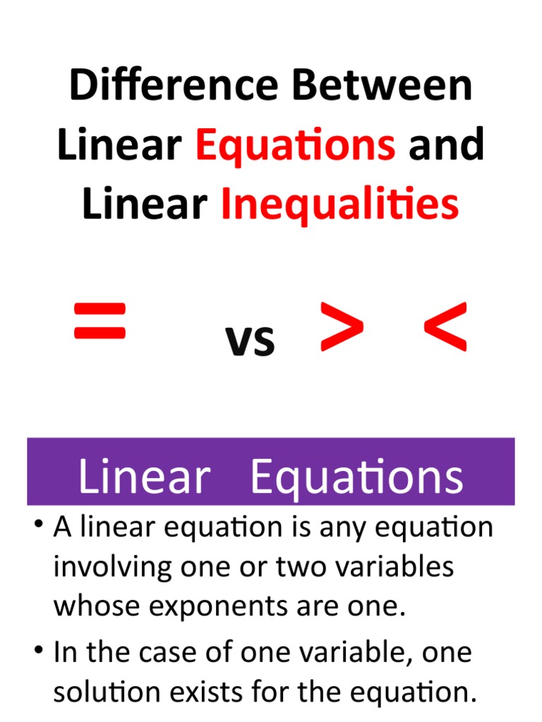 2 Difference Between Linear Equations and Linear Inequalities PDF