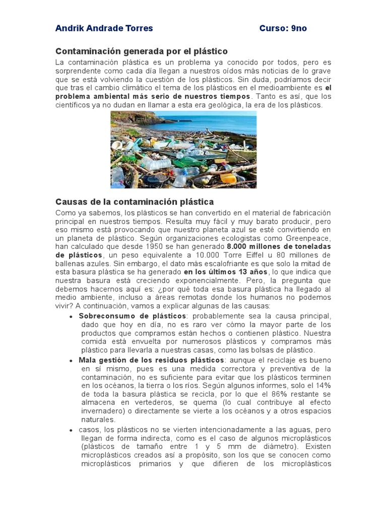 Contaminación Plástica: Causas y Soluciones | PDF | Residuos | El plastico