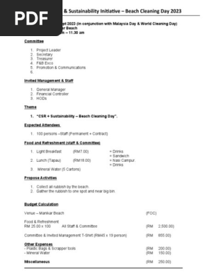 Sample_CSR + Sustainability - Beach Cleaning Day Proposals 2023