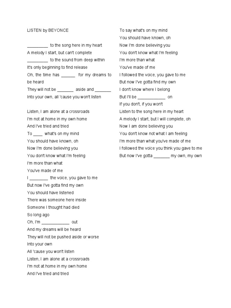 Listen by Beyonce | PDF