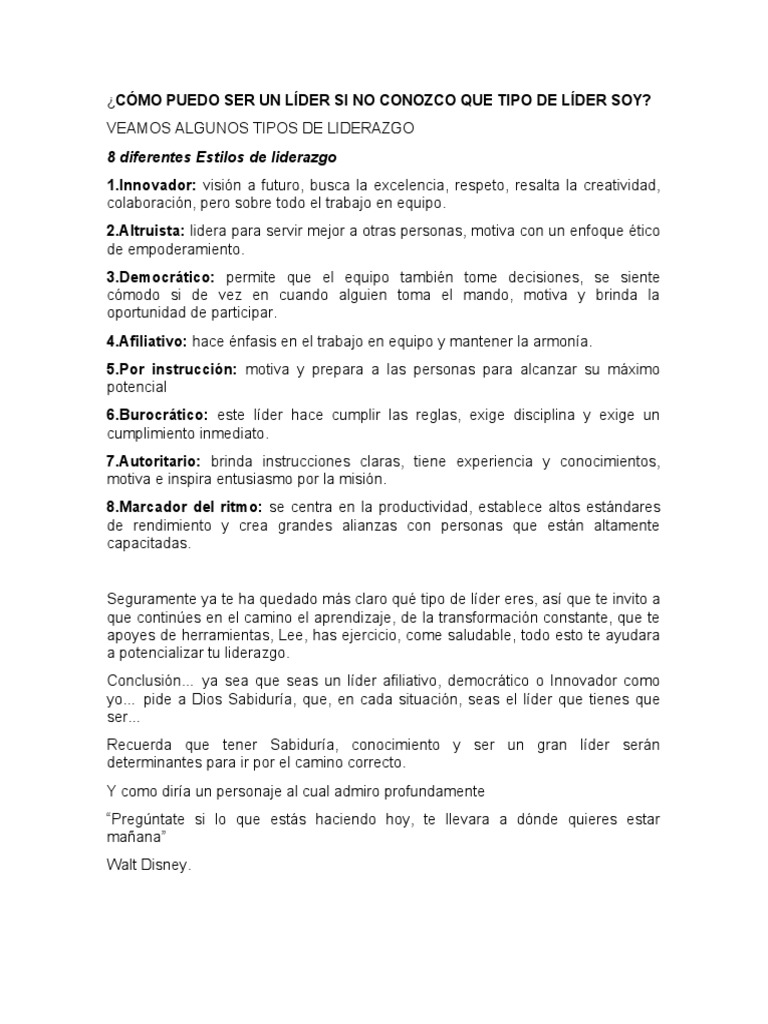 Tipos de Liderazgo y su Impacto | PDF | Crecimiento personal y ...
