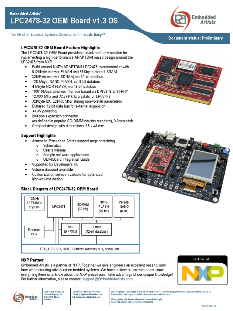 A.lpc2478 OEM Board Datasheet | PDF