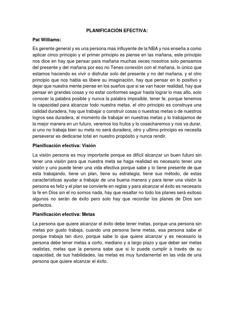 Planificación Efectiva | PDF | Crecimiento personal y profesional ...