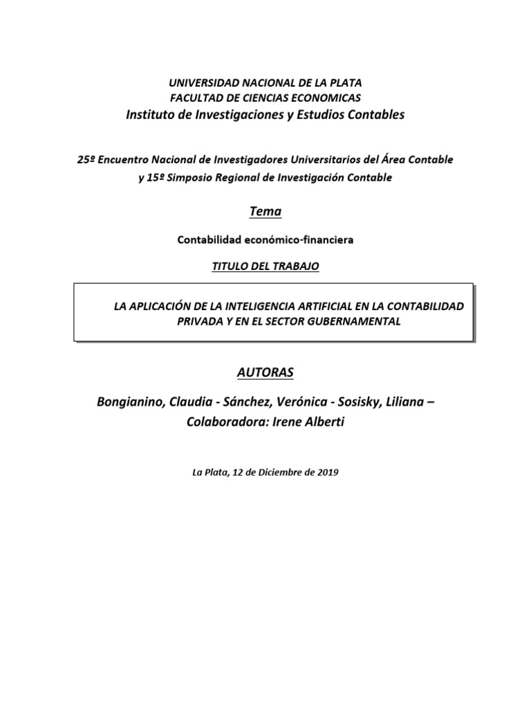La Aplicación De La Inteligencia Artificial En La Contabilidad Privada