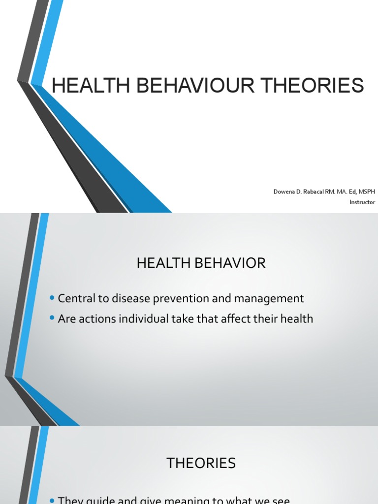 Theories Of Health Behavior 1 1 Pdf Psychological Concepts