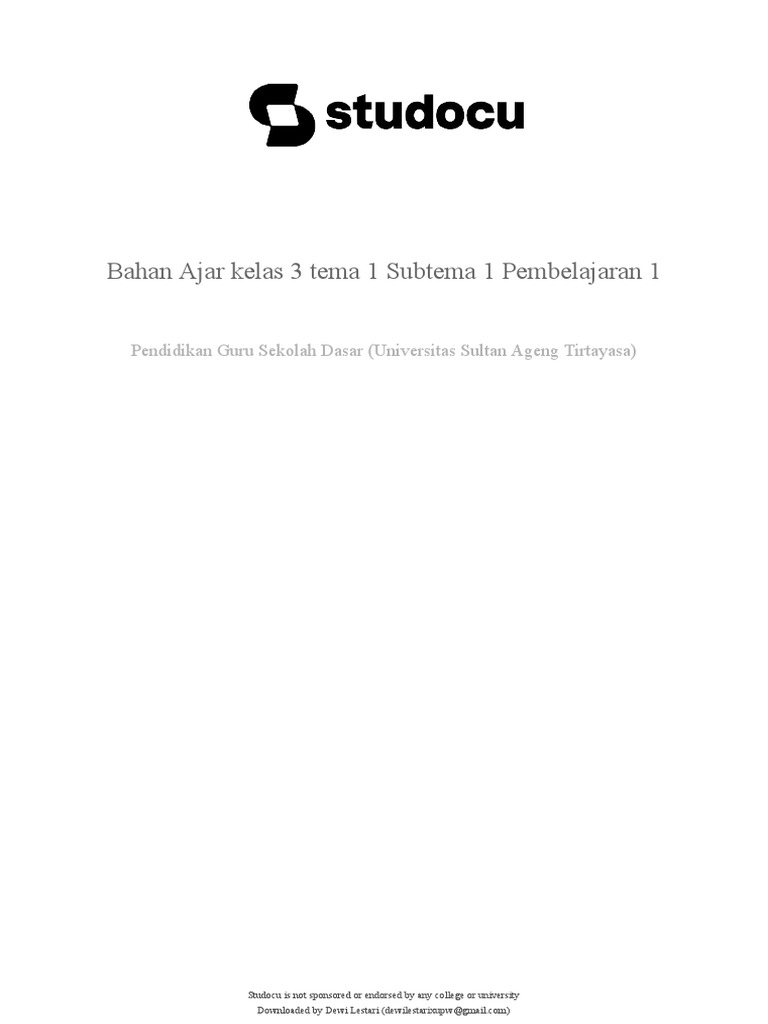 Bahan Ajar Kelas 3 Tema 1 Subtema 1 Pembelajaran 1 Pdf