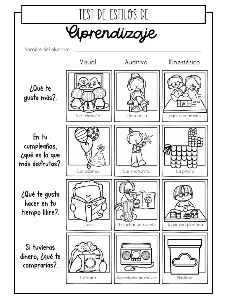 Test de Estilos de Aprendizaje 1° A 3° | PDF