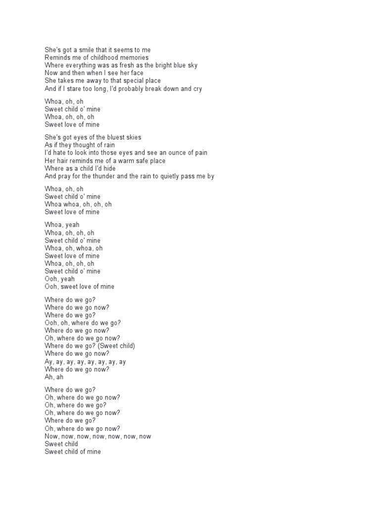 Sweet Child O Mine Lyrics Reveal a Shocking Truth