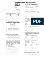 ALGEBRA TEMA 2 NIVEL AVANZADO Expresiones Algebraicas