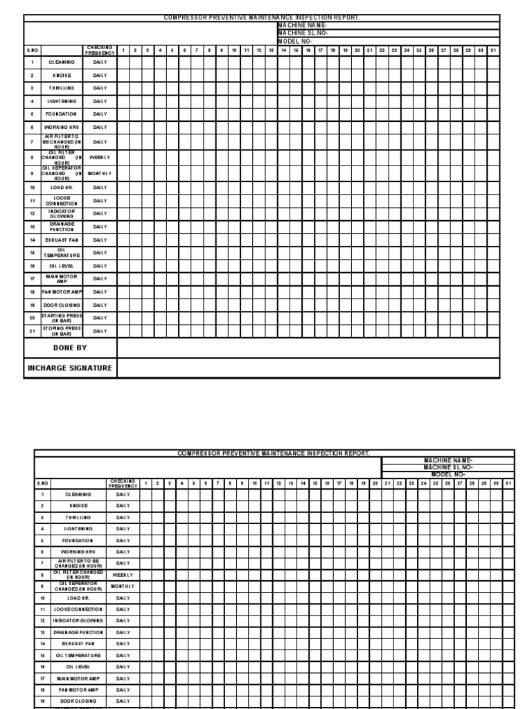 Compressor Maintenance File | PDF | Manufactured Goods | Machines