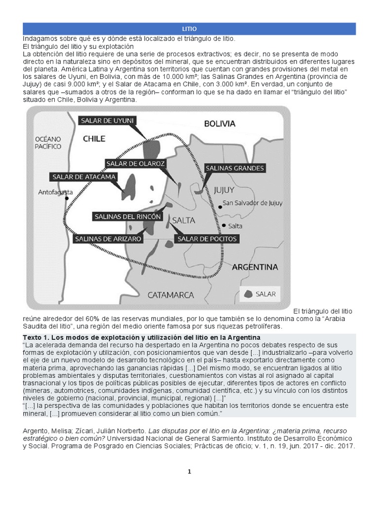 Ubicación y explotación del litio en Argentina | PDF