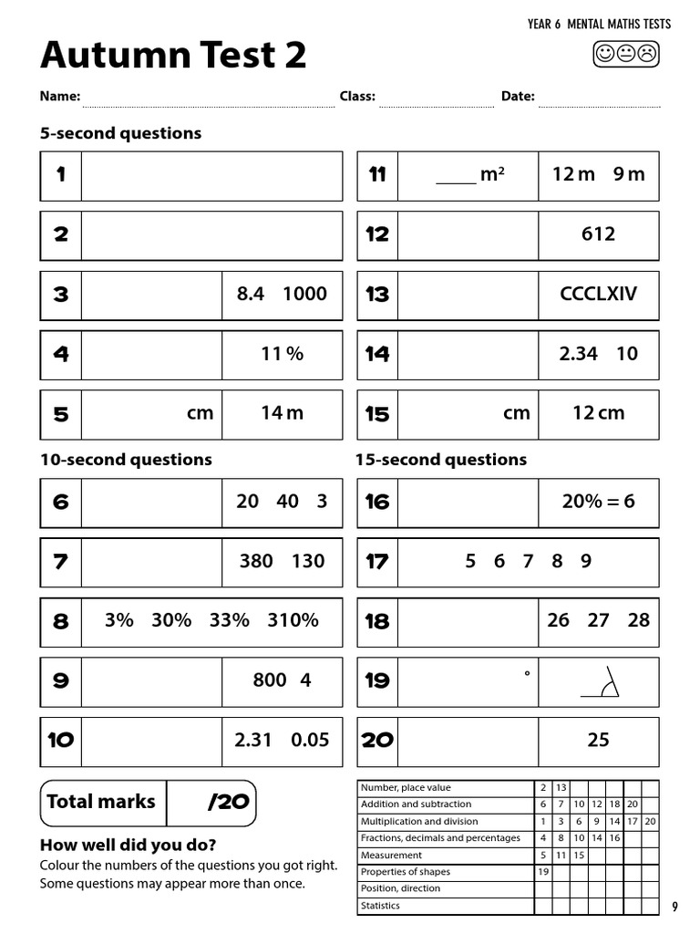 Year 6 Autumn Mental Maths Test | PDF