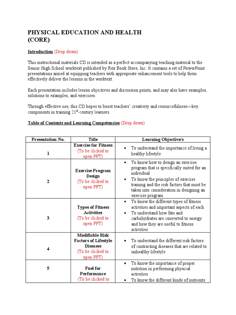 Physical Education and Health | PDF | Physical Fitness | Microsoft