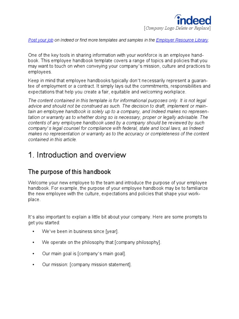 Employee Handbook Template Overview | PDF | Employment | Sexual Harassment