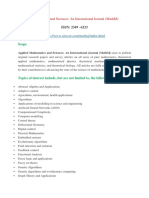 Applied Mathematics and Sciences - An International Journal (MathSJ)