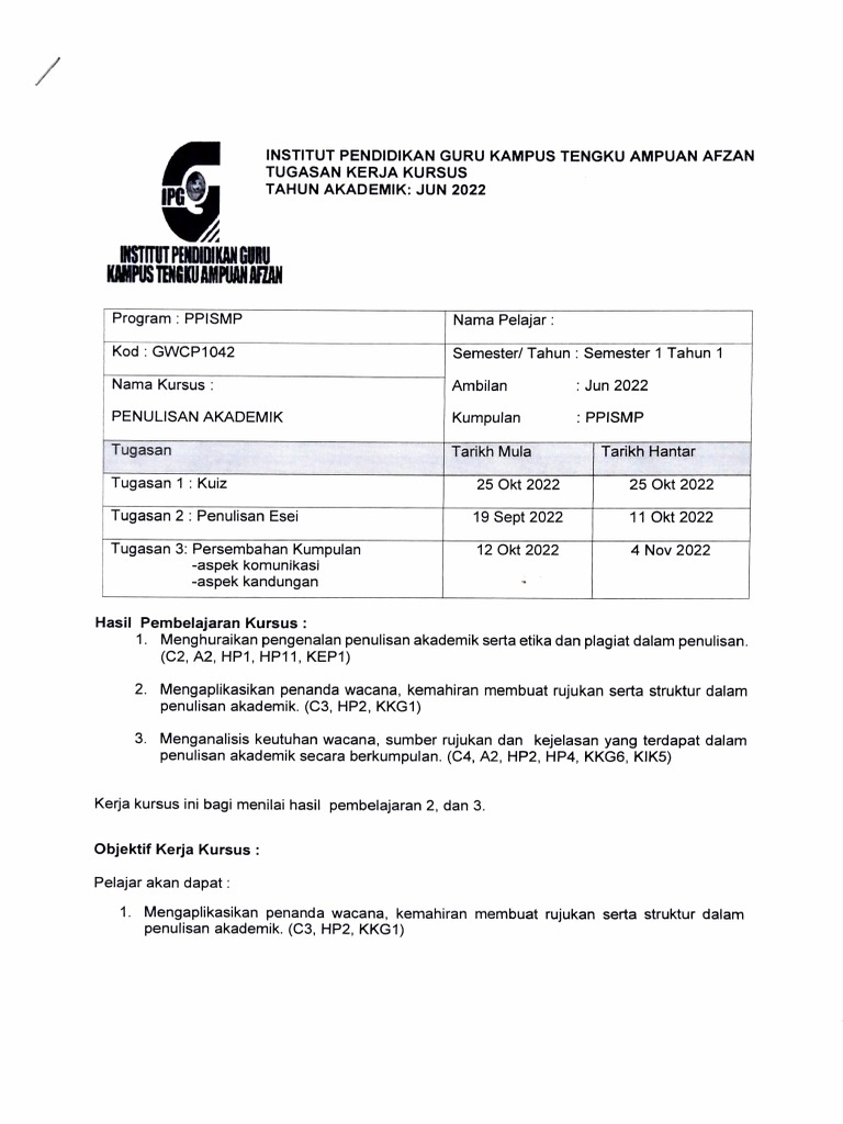 Tugasan GWCP1042 | PDF | Karier & Perkembangan | Seni & Disiplin Bahasa
