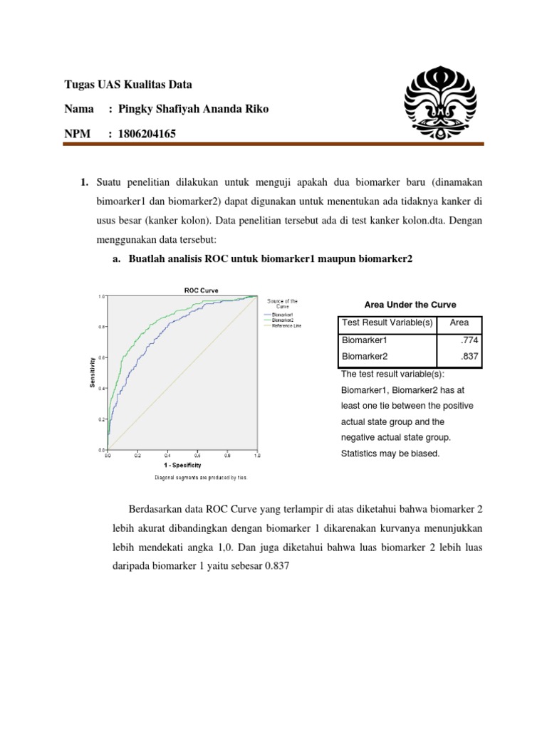 Analisis ROC dan Reliabilitas Biomarker Kanker | PDF