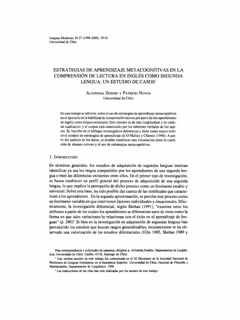 Estrategias Metacognitivas en Lectura en Inglés | PDF | Aprendizaje ...
