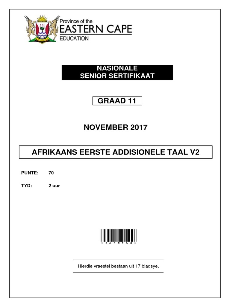 Afr Fal p2 Gr11 QP Nov2017 | PDF