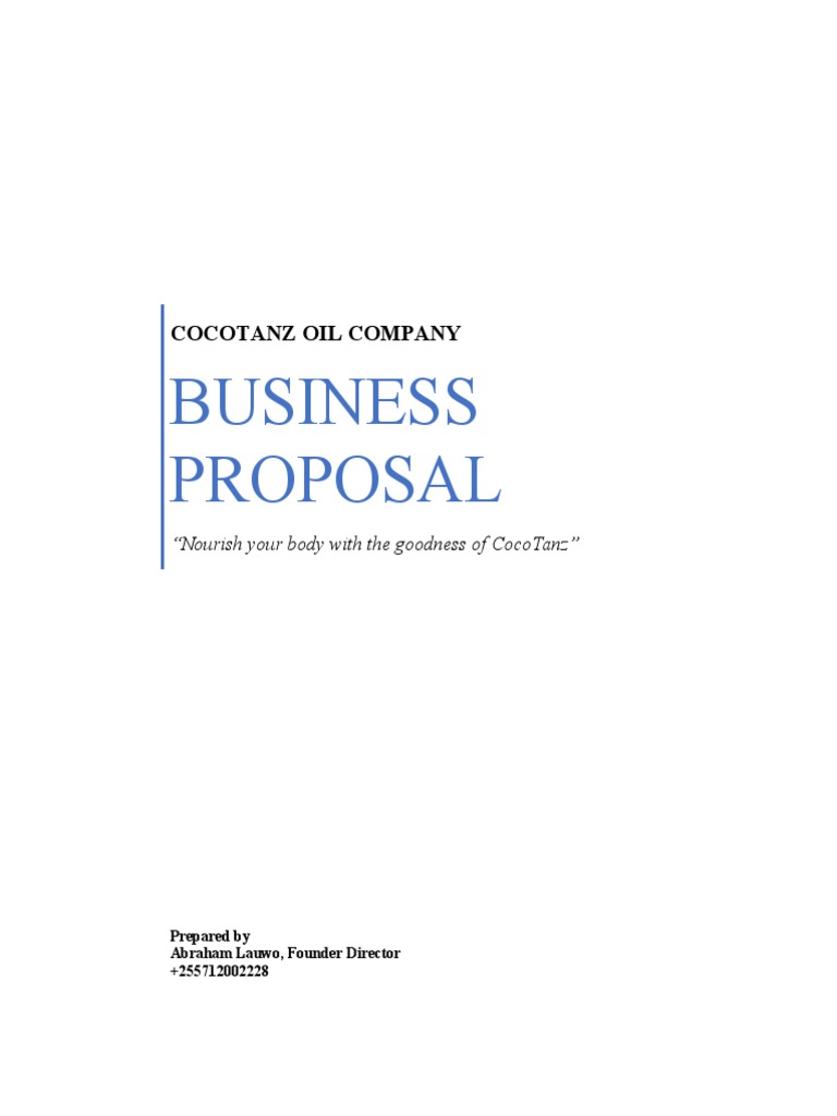 CocoTanz Oil Business Plan PDF